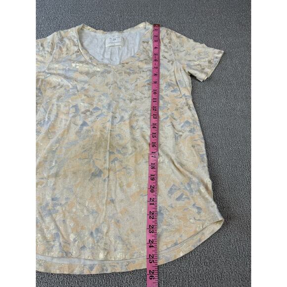 Sol Angeles x Anthropologie Shirt Short Sleeve V neck Metallic Gold Size XS - Picture 9 of 9